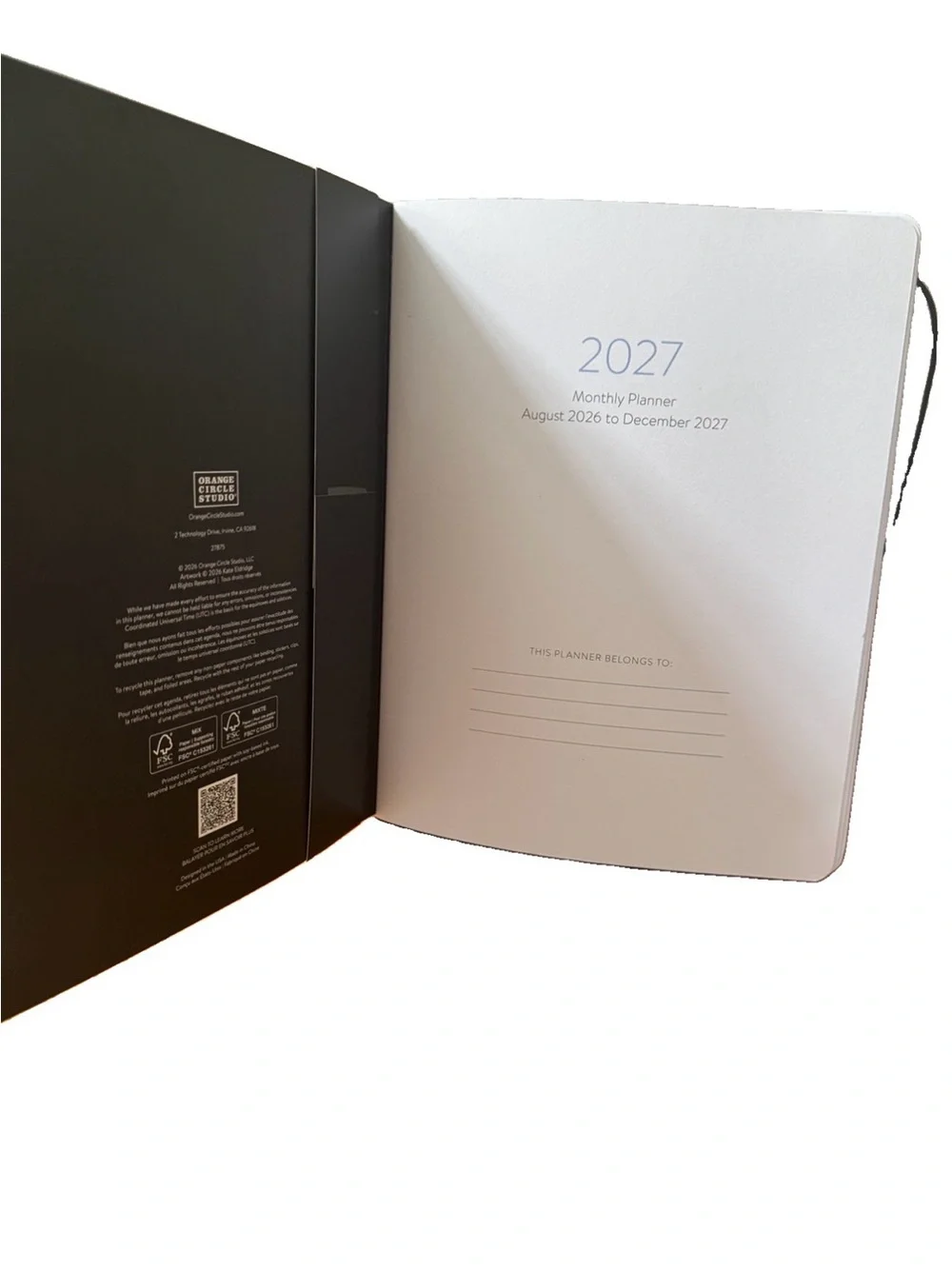 2026-2027 Monthly Planner 17 month Planner Orange Circle Studio Black & White